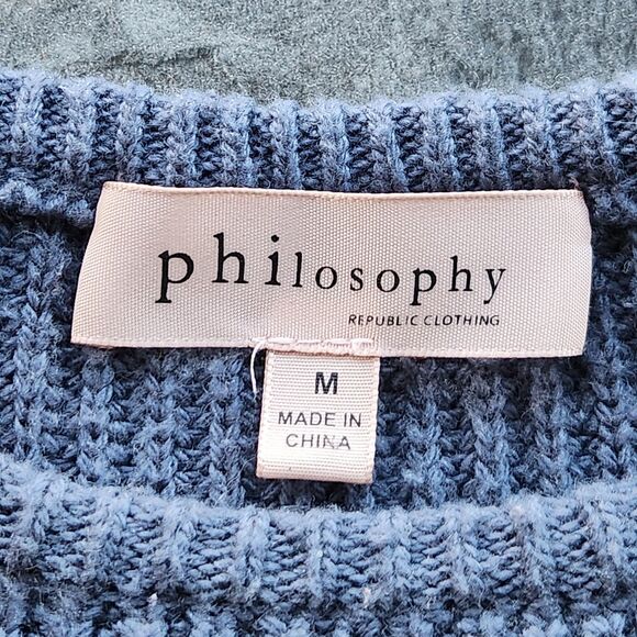 Philosophy Sweater Womens M Knit Wool Blend Cold Shoulder Preppy Business Casual - Picture 7 of 8
